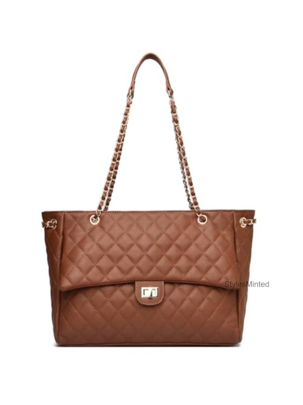 Quilted Satchel Tote Bag Women Leather Crossbody Shoulder Handbag Work Travel